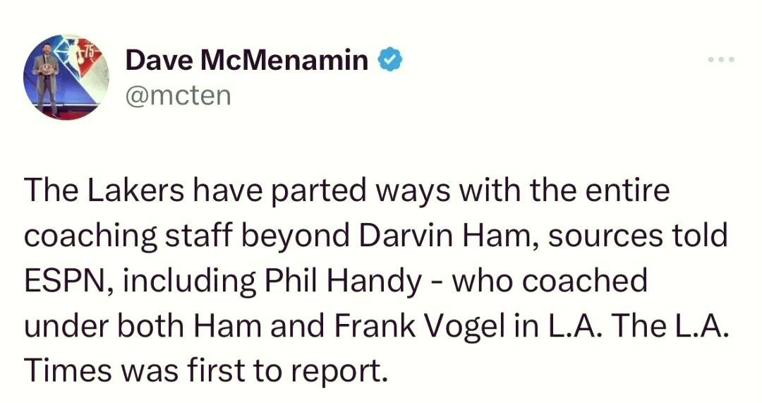 湖人教练团队调整,新赛季目标明确 湖人教练团队调整,新赛季目标明确